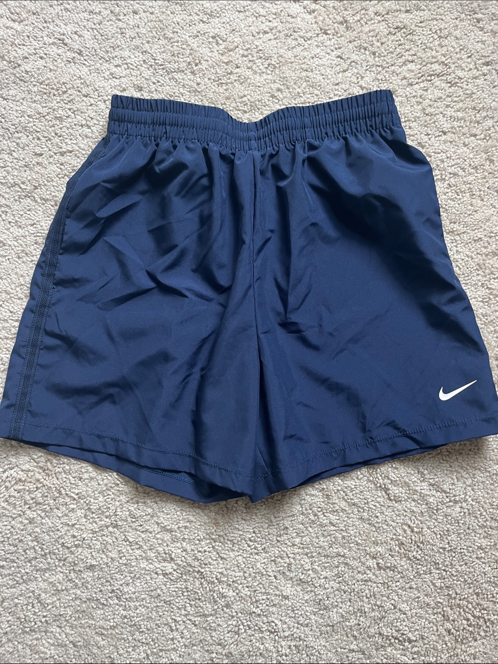 Nike Youth Navy Athletic Shorts with White Swoosh